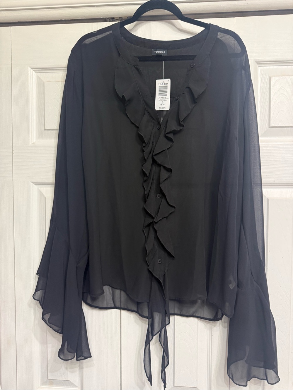 torrid Black Sheer Ruffle-Front Blouse